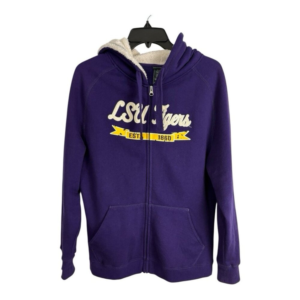 Lsu Tigers Womens Jacket Size L 12/14 Pro Edge Purple Fleece Long Sleeve Zip Up